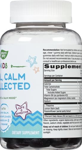 Nature's Way Kids Cool &amp Calm GummiesSupports a Calm Mood in Kids Ages 8+*Lemon BalmMagnesiumVitamin B6L-TheanineGrape FlavoredVegetarian(Packaging May Vary)40 Count (Pack of 2)