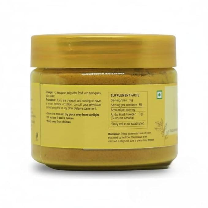 Amba Haldi Powder (Curcuma Amada/Mango Ginger) Pure Organic &amp Natural Amba Haldi Powder (Jungli Haldi Turmeric) -200 gm