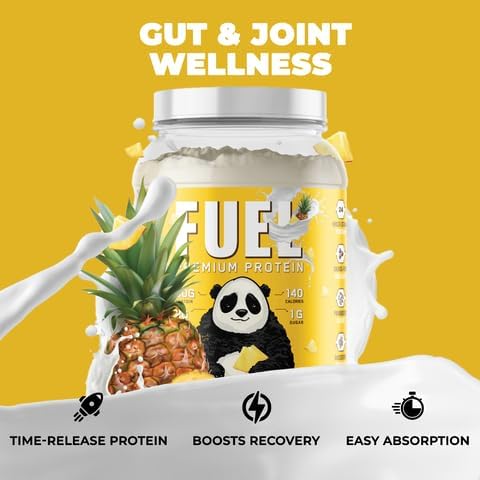 Underground Bio Labs Panda Fuel Premium Protein WheyHydrolyzed CollagenCaseinProbiotics Enzymes Keto FriendlyTime Release 25 Servings (2.5 Pound Pineapple Whip)