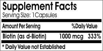 Biotin 1000mcg // 200 Capsules // Pure // by PureControl Supplements