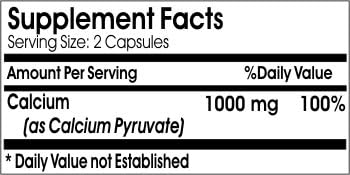 Calcium Pyruvate 1000mg ~ 100 Capsules - No Additives ~ Naturetition Supplements