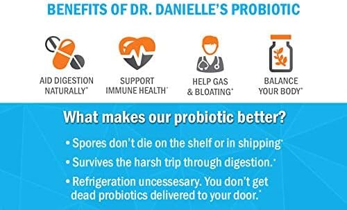 Dr. Danielle Probiotic - Probiotics for Women and Men Adults by Dr. Danielle - Shelf Stable Probiotic Supplement - No Refrigeration Necessary - Bacillus - 60 Capsules