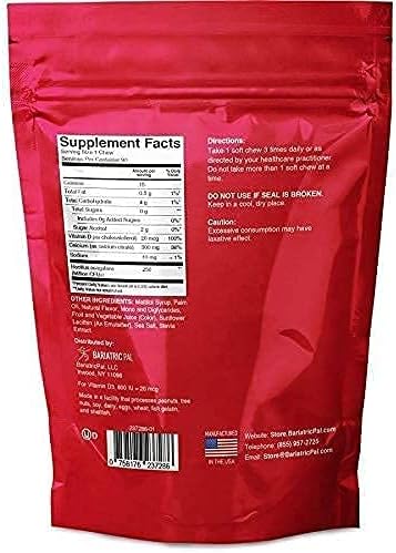 BariatricPal 30-Day Bariatric Vitamin Bundle (Multivitamin ONE 1 per Day! Chewable with 45mg Iron - Mixed Berry and Calcium Citrate Soft Chews 500mg with Probiotics - Strawberry Twist)