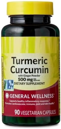 SEDLAV Turmeric Curcumin with Ginger Powder General Wellness Dietary Supplement Vegetarian Capsules 500 mg 90 Count + Sticker Combined Botanical Blend in Daily Capsule Format