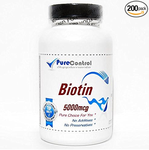 Biotin 5000mcg // 200 Capsules // Pure // by PureControl Supplements
