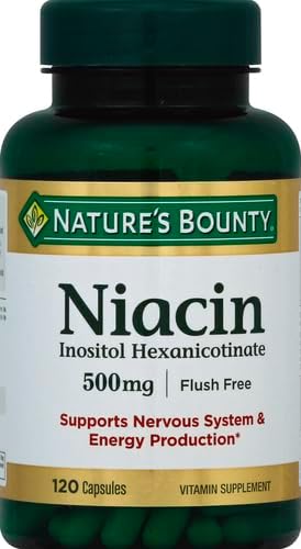 Nature's Bounty Niacin 500mg Flush Free Cellular Energy Support Supports Nervous System Health 120 Capsules (Pack of 3)