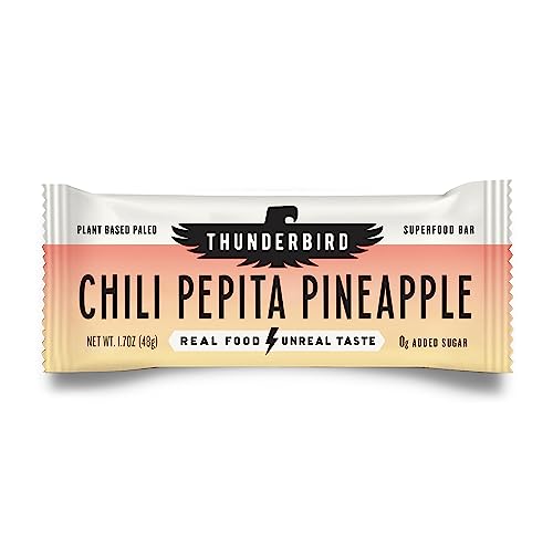 Thunderbird Bars Energy Snack Gluten-Free with Protein Healthy Real Food Vegan Paleo Non-GMO No Added Sugar Chili Pepita Pineapple Flavor (12 Count 1.7 oz. Bars)