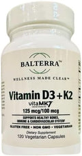 Vitamin D3 + K2 by Balterra – Bone Immune &amp Heart Support Supplement