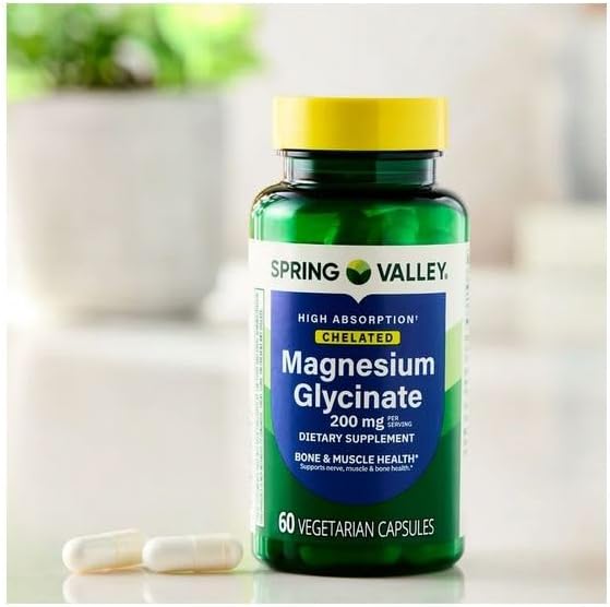 H4U - Spring Valley Magnesium Glycinate 200 mg Capsules Supports Bone &amp Joint Health (200 mg / 60 Capsules)