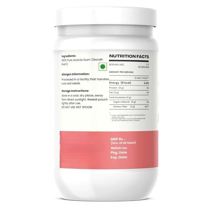 Acacia Fiber Powder - Prebiotic Fiber Supplement for Digestive Health &amp Gut Wellness - Vegan Gluten-Free Non-GMO - Supports Regularity Easy to Digest Dissolves Instantly (250g)