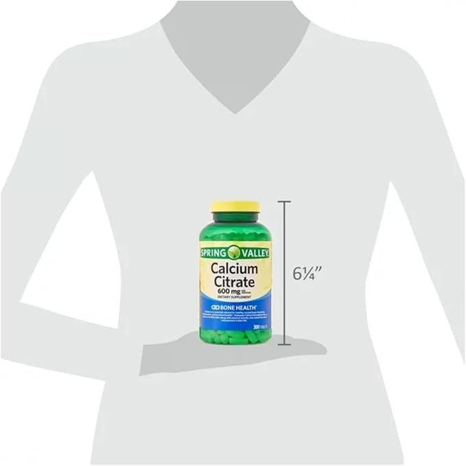Spring Valley Calcium Citrate Tablets Dietary Supplement for Bone &amp Joint Health 600 mg 300 Count