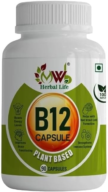 Plant Based Vitamin B12 Capsules | 90 Veg Capsules | Energy Booster | Immunity Support | Nerve and Brain Health | Vegan Supplement