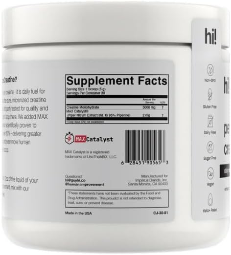 Human Performance Creatine Powder | Micronized Creatine Monohydrate for Strength Energy &amp Focus | Supports Muscle Power &amp Endurance | 30 Servings