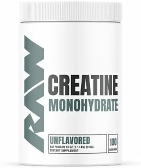 Rawww Creatine Monohydrate 100 Servings Per Container100% Pure Unflavored Powder 510g