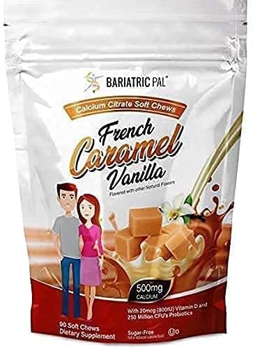 BariatricPal 30-Day Bariatric Vitamin Bundle (Multivitamin ONE 1 per Day! Capsule with 18mg Iron and Calcium Citrate Soft Chews 500mg with Probiotics - French Caramel Vanilla)