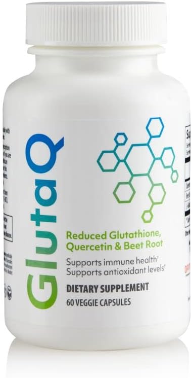 GlutaQ Market America Antioxidant Supplement – Healthy Aging &amp Energy Support with Reduced Glutathione Quercetin &amp Beetroot – Vegan Gluten-Free Non-GMO Formula