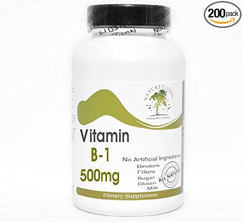 B-1 Vitamin 500mg ~ 200 Capsules - No Additives ~ Naturetition Supplements