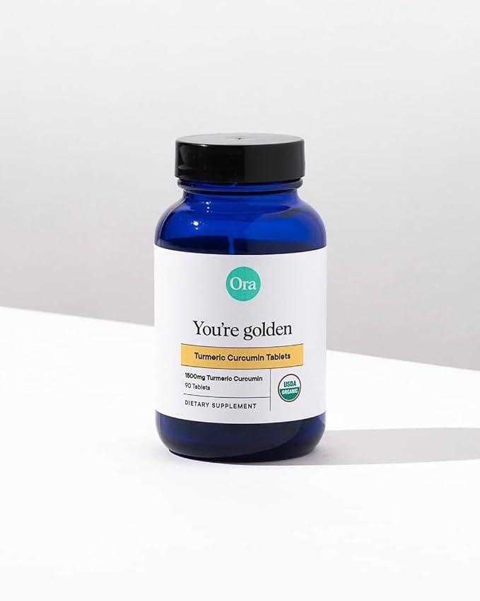 Ora Organic Turmeric Curcumin with Piperine - Pure Extracts for Joint Stress and Cardiovascular Health Support Healthy Cognitive Function No Filler Ingredients - 90 Vegan Tablets 1 Month Supply