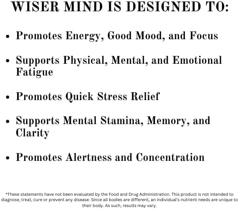 Wiser Mind Nootropic | Memory Focus Mental Clarity Supplement | Lions Mane Ashwagandha