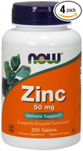 Now Foods: Zinc Immune Support 50 mg 250 tabs (4 Pack)