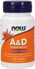 NOW Foods Vitamin A &amp D 10000/400 100 Sgels