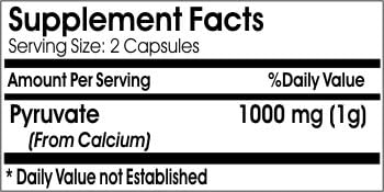 Pyruvate 1000mg // 100 Capsules // Pure // by PureControl Supplements