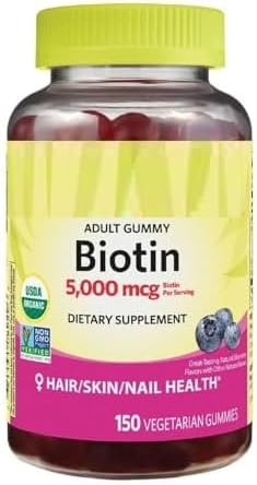 SEDLAV Biotin Vegetarian Gummies Blueberry Flavor 5000 mcg 150 Count – Non-GMO Daily Health Support for Hair Skin and Nail Nutrient Balance with Chewable Format