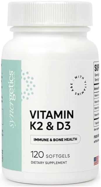 Vitamin K2 &amp D3 Supplement Essential Nutrient for Blood Clotting Heart Health Calcium Metabolism 120 softgels