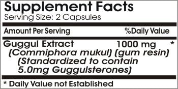 Guggul Standardized Extract 1000mg ~ 100 Capsules - No Additives ~ Naturetition Supplements