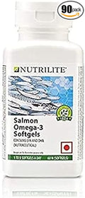 Salmon Omega-3 Dietary Supplement Softgels White 60 Capsules with Multicolor Hair Band Bone Health Support Dual Layer Release Gluten Free