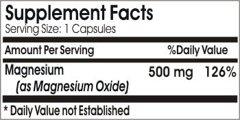Magnesium Oxide 500mg ~ 100 Capsules - No Additives ~ Naturetition Supplements
