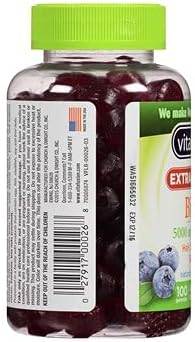 Vitafusion Extra Strength Biotin Gummies 5000 mcg Blueberry 100 ea (Pack of 4)