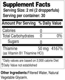 Dr's Advantage Liquid Vitamin B1 Dropper 2oz - Thiamine B1 Supplement for Energy Support - Essential B1 Vitamins - Promotes Metabolism and Nervous System Health