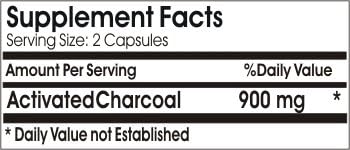 Activated Charcoal 900mg // 200 Capsules // Pure // by PureControl Supplements
