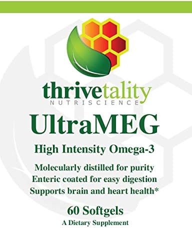 UltraMeg High Intensity Omega-3 by Thrivetality | #1 Physician Formulated | 1500mg EPA &amp DHA per Serving | Molecularly Distilled for Potency and Purity | Enteric Coated for Tolerability and Absorp