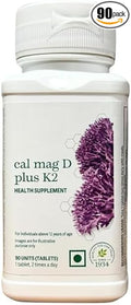 Cal Mag D Plus K2 Health Supplement Tablets for Adults 90 Count Vegetarian Twice Daily Dosage