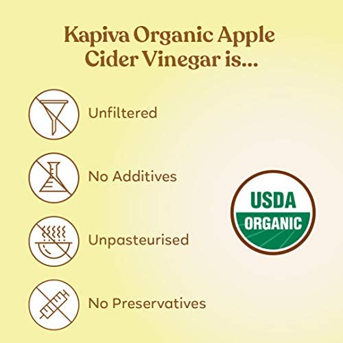Kapiva Organic Apple Cider Vinegar with The Mother (in Glass Bottle) - Certified Organic - Synbiotic in Nature 500ml - Pack of 2