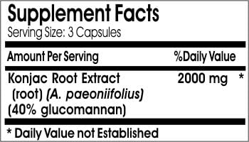 Konjac Root Extract 2000mg ~ 180 Capsules - No Additives ~ Naturetition Supplements