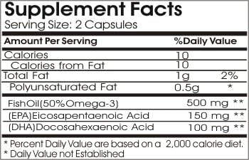 Natural Max Omega 3 EPA Fish Oil 500mg // 100 Capsules // Pure // by PureControl Supplements