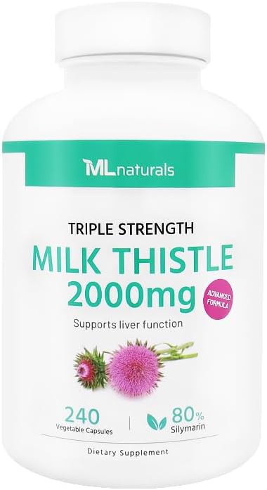 ML Naturals Milk Thistle 2000mg (Per Serving) – Standardized Silymarin 192mg – 240 Vegetable Capsules – Supports Liver Health - Non-GMO