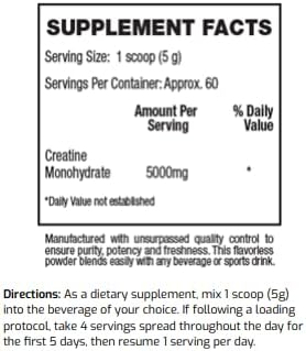 Creatine | 5000Mg - 60 Servings | Pure Micronized Creatine Monohydrate | Build Muscle Improve Recovery Increase Cell Volume