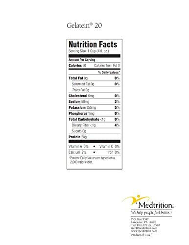 Gelatein 20 Fruit Punch: 20 grams of protein. Sugar free. Ideal for clear liquid diets swallowing difficulties bariatric dialysis and oncology. Great pre or post-workout snack. (12 pack)