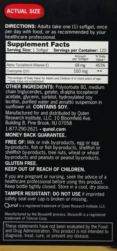 Qunol Ultra CoQ10 100mg 3x Better Absorption Patented Water and Fat Soluble Natural Supplement Form of Coenzyme Q10 Antioxidant for Heart Health 120 Count Softgels