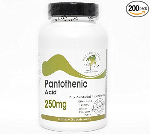 Pantothenic Acid 250mg ~ 200 Capsules - No Additives ~ Naturetition Supplements
