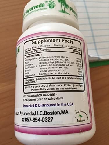 Sleep Naturals - 2 Bottles (Each 60 Capsules 500mg) - Ayurvedic Remedy by Planet Ayurveda (in USA)