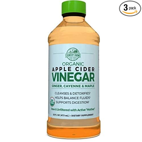Country Farms Organic Apple Cider Vinegar With Ginger Cayenne &amp Maple 16 oz (Pack of 3)