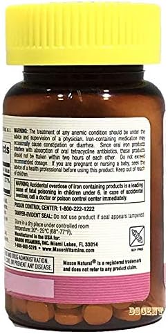 3 Pack Special of Mason Natural Slow Release Iron (Slow FE) Bottled 60 Tablets per Bottle