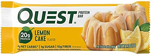 Quest Nutrition Protein Bar Oatmeal Choco Chip. Low Carb Meal Replacement Bar with 20 + Grams of Protein. High Fiber Gluten-Free (24 Count) (Lemon Cake)