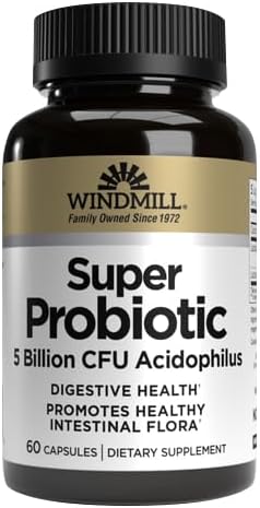 Windmill Natural Vitamins Super Probiotic Plus with Acidophilus (5 Billion CFU) 60 Capsules (Pack of 3)