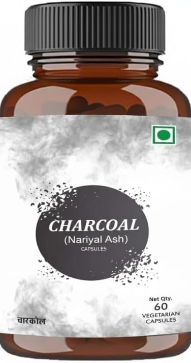 Activated Charcoal Veg Capsules 500mg - Natural Cleaner and Teeth Whitening Gluten-Free High Absorbency Formula for Men and Women- 60 Veg Capsules